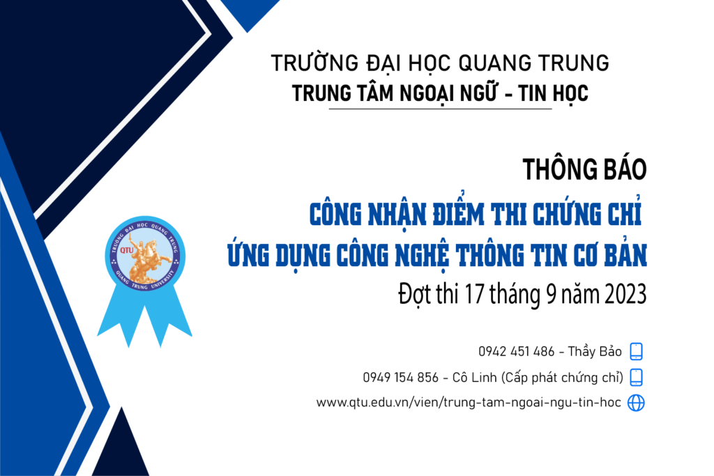 Thong bao cong nhan diem thi CC UDCNT co ban 17.9.2023