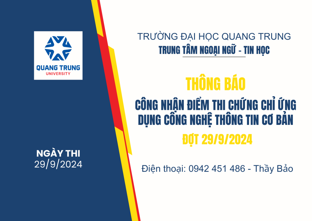 cong nhan diem thi CC UDCNTT co ban 29.9.2024