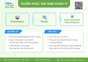 Tuyển thực tập sinh Khóa 17 - Công ty TMA Solutions Bình Định 1 Tuyển Dụng Thực Tập Sinh Khóa 17