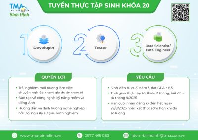 Tuyển sinh thực tập khóa 20 của Công ty TMA Solutions 1 Tma Poster Tuyen Thuc Tap Sinh