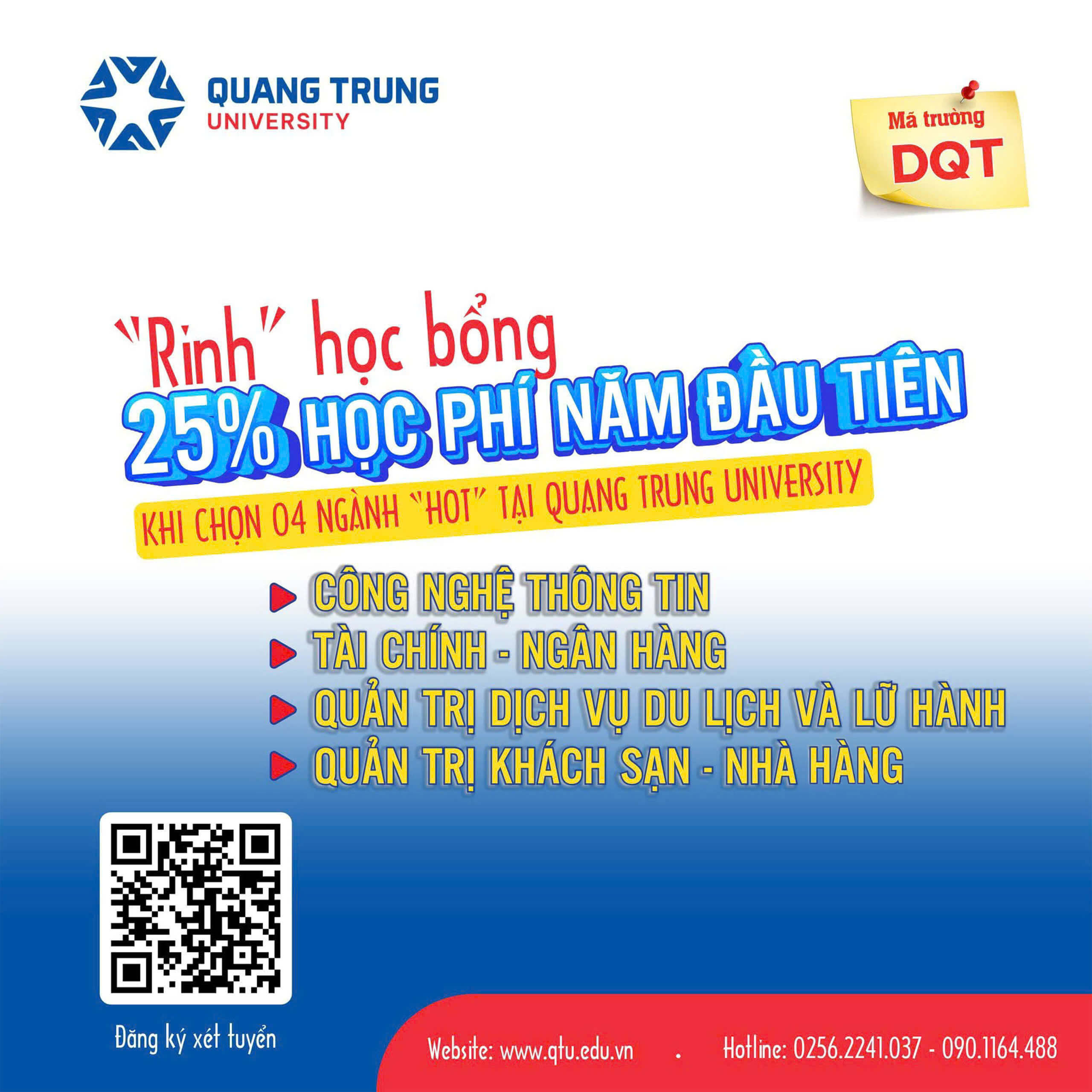 Rinh ngay học bổng 25% học phí khi chọn QTU cho tân sinh viên K20