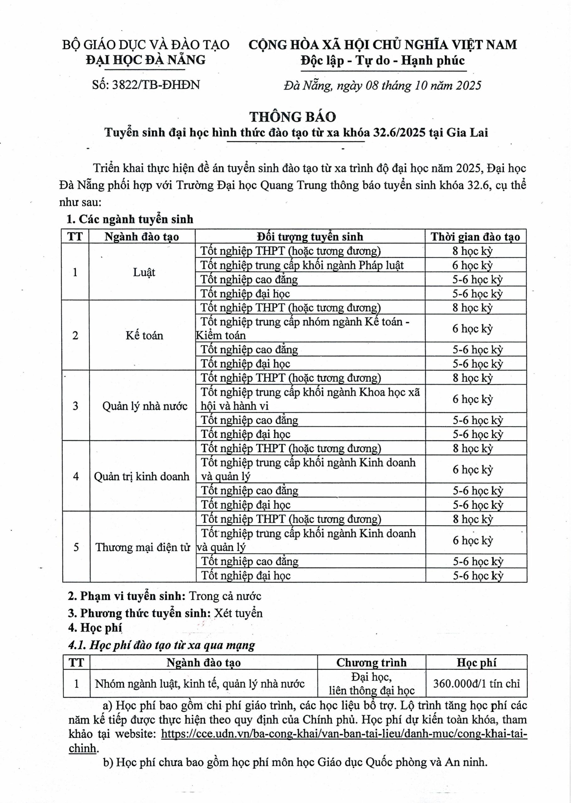 Thông báo tuyển sinh đại học hình thức đào tạo từ xa khóa 32.6/2025 tại tỉnh Gia Lai 1 Tbts 32.6 Bdi H├¼nh ß║únh 0