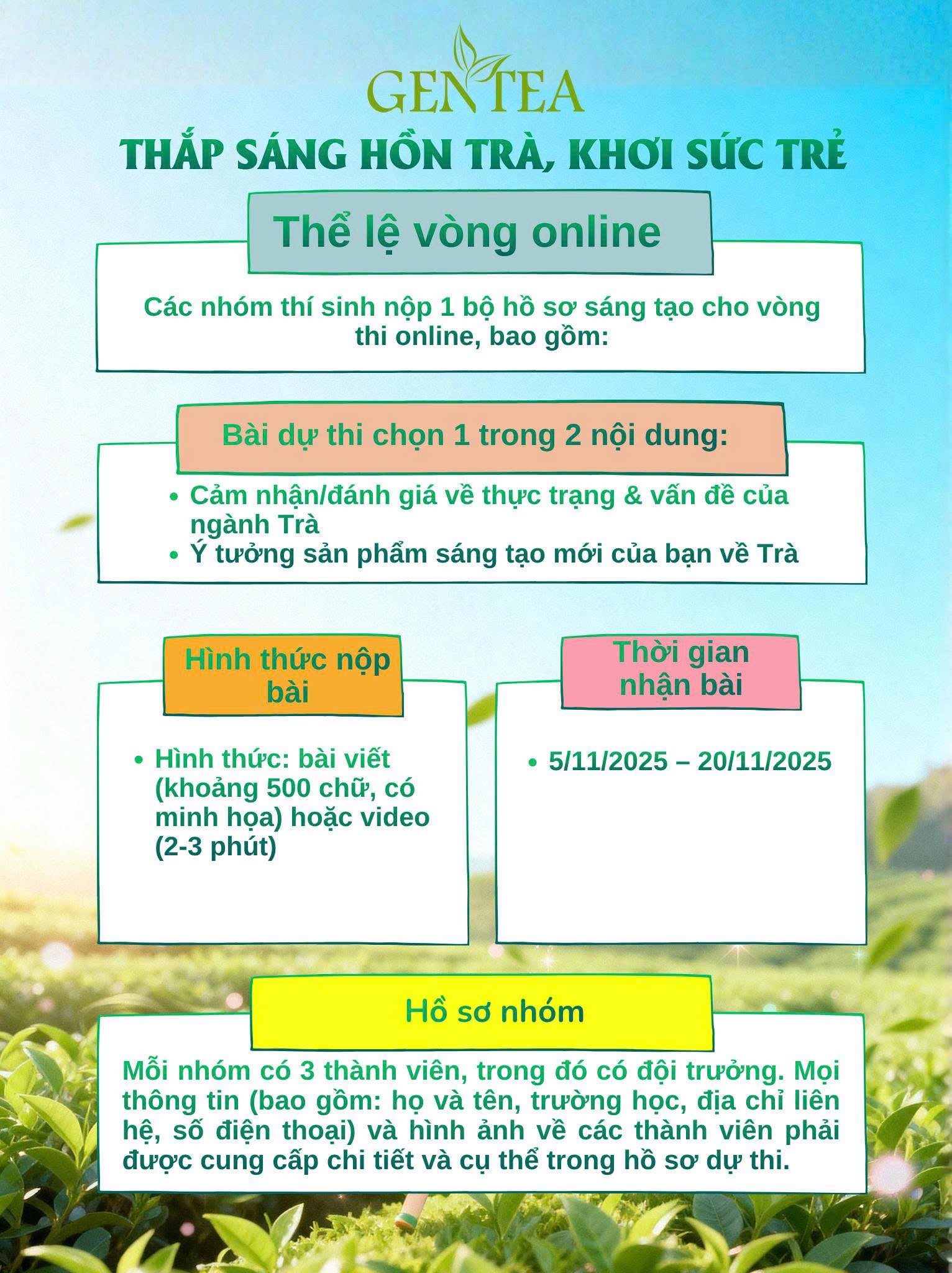 Thể lệ và cách thức đăng ký cuộc thi GEN TEA 2025 2 VÒng Online