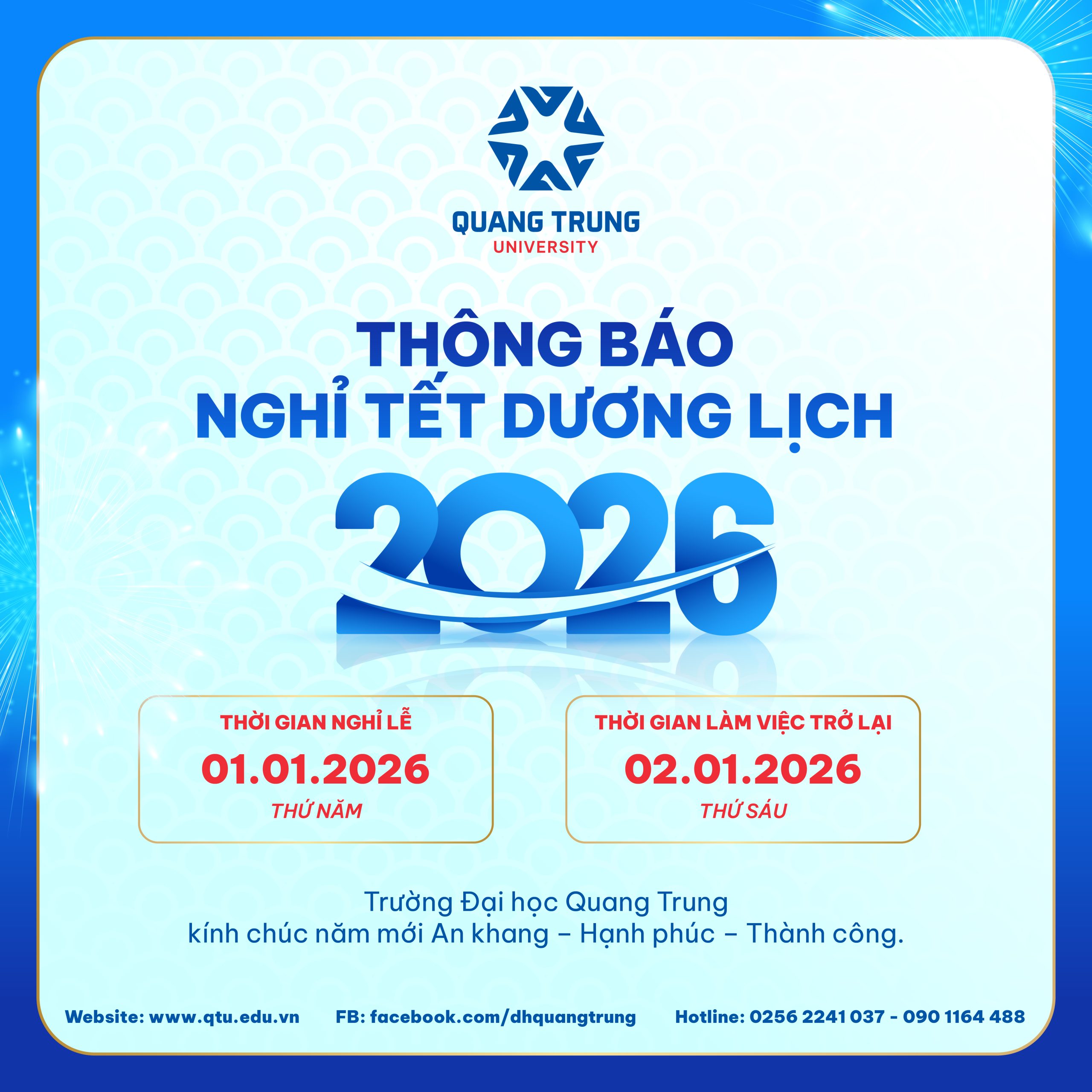 Trường Đại học Quang Trung thông báo nghỉ Tết dương lịch 2026 1 Tb NghỈ TẾt DƯƠng LỊch 01 01