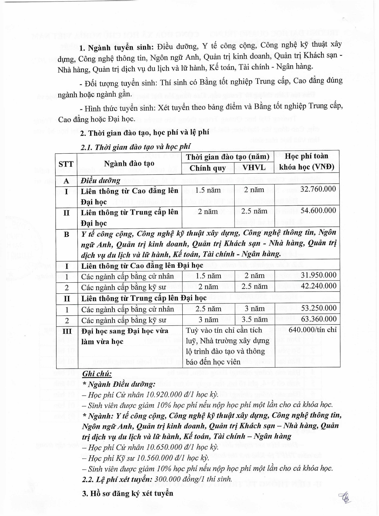 Thông báo tuyển sinh đào tạo liên thông từ trung cấp, cao đẳng lên đại học; đại học hệ vừa làm vừa học và đại học sang đại học hệ vừa làm vừa học. 2 Thông Báo Số 90 Page 0002